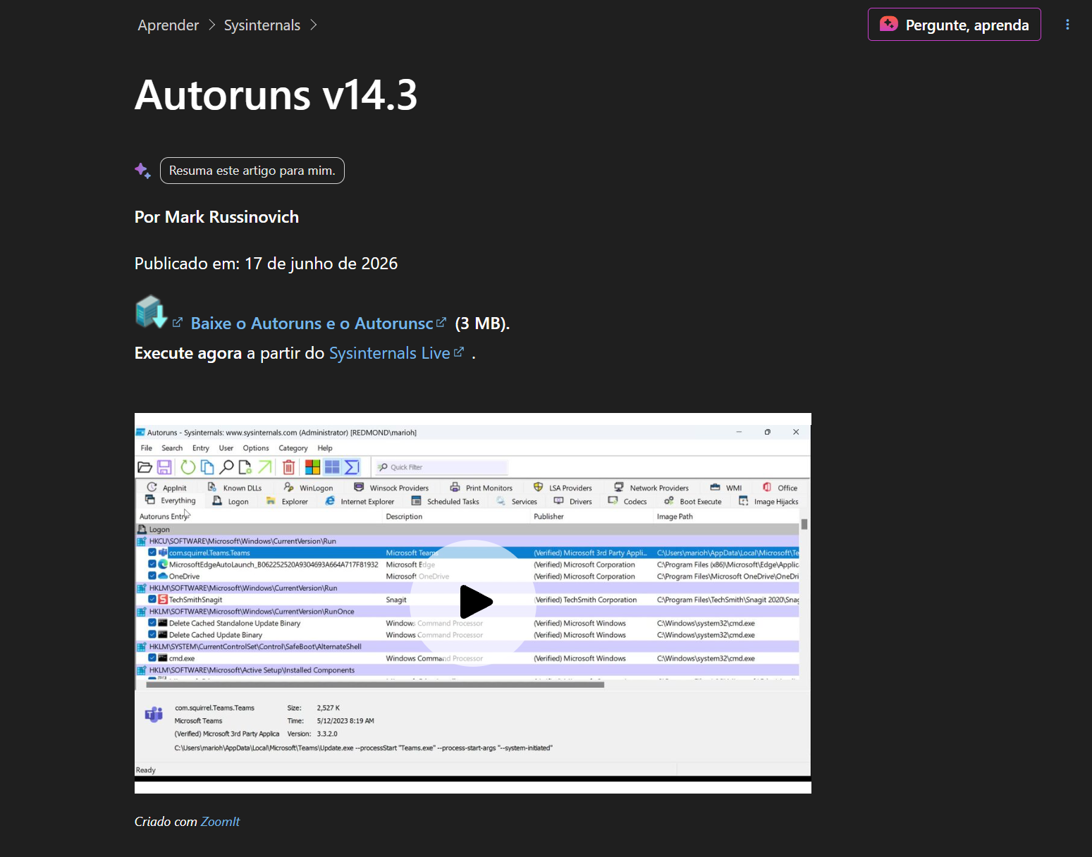 Site com video e textos de como usar os APP da Microsoft